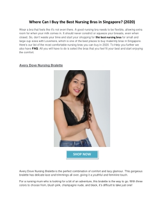 Where Can I Buy the Best Nursing Bras in Singapore? (2020)