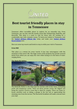 Best tourist friendly places in stay in Tennessee