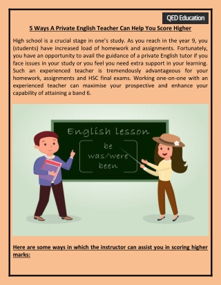 5 Ways A Private English Teacher Can Help You Score Higher