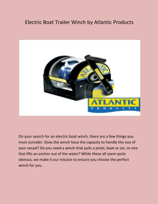 Electric Boat Trailer Winch by Atlantic Products