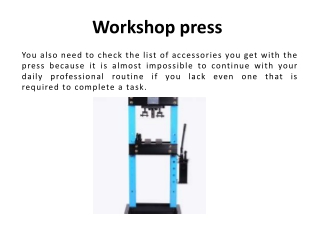 Best Workshop press