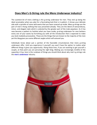 Does Men’s G-String rule the Mens Underwear industry?