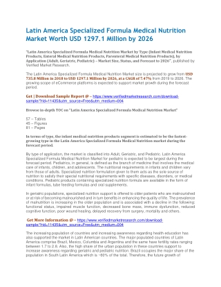 Latin America Specialized Formula Medical Nutrition Market Worth USD 1297.1 Million by 2026