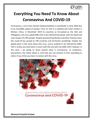 Everything You Need To Know About Coronavirus And COVID-19