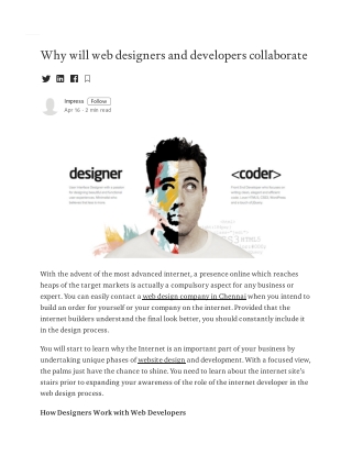 Why will web designers and developers collaborate
