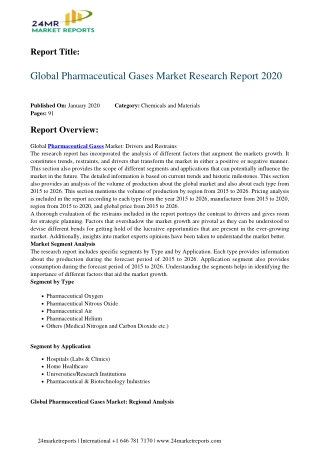 Pharmaceutical Gases Is Set to Boom in 2020 And Coming Years