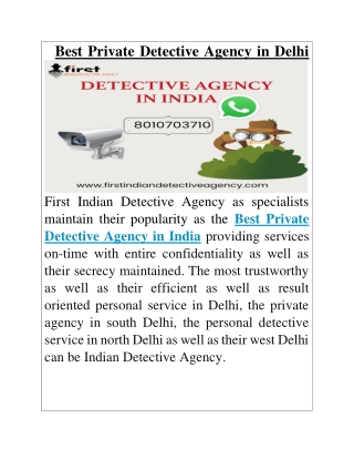 Reasons why FIDA is the Best Private Detective Agency in Delhi