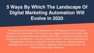 5 Ways By Which The Landscape Of Digital Marketing Automation Will Evolve in 2020