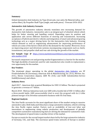 Automotive Axle Industry