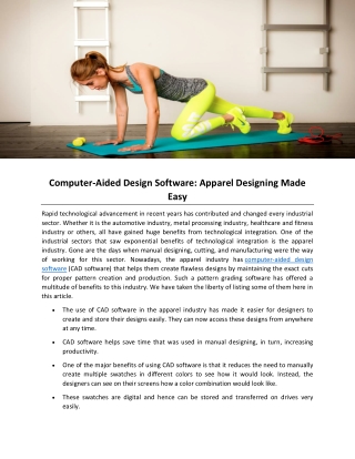 Computer-Aided Design Software: Apparel Designing Made Easy