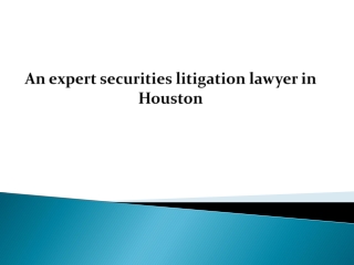 An expert securities litigation lawyer in Houston