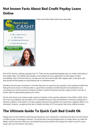 The 2-Minute Rule for Bad Credit Payday Loans Online