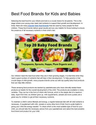 Best Food Brands for Kids and Babies
