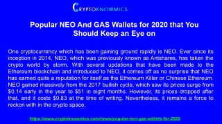 Do you know what is Neo and Gas wallets | Let's Know