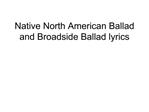Native North American Ballad and Broadside Ballad lyrics