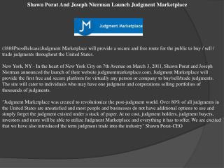 Shawn Porat And Joseph Nierman Launch Judgment Marketplace