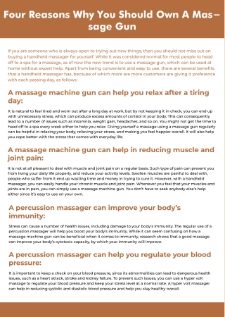 Four Reasons Why You Should Own A Massage Gun