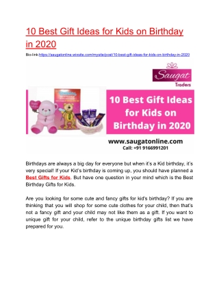 10 Best Gift Ideas for Kids on Birthday in 2020