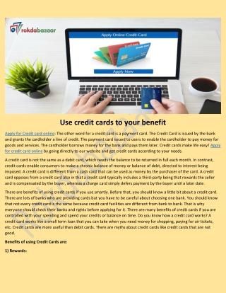 Use credit cards to your benefit