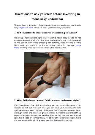 Questions to ask yourself before investing in mens sexy underwear