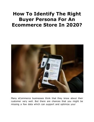 How To Identify The Right Buyer Persona For An Ecommerce Store In 2020?