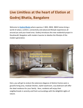 Live Limitless at the heart of Elation at Godrej Bhatia, Bangalore