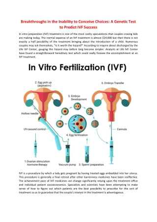 Advancements in The Failure To Conceive Options: A Hereditary Examination to Anticipate IVF Success