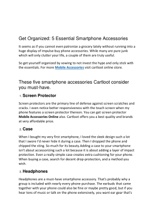 Get the amazing mobile accessories online with cartloot