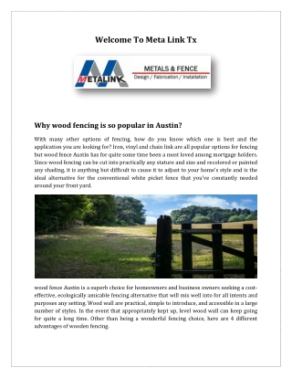 Why wood fencing is so popular in Austin?