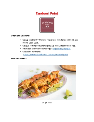 15% Off - Tandoori Point Menu - Indian Restaurant Elwood, Vic
