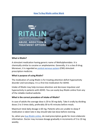 How To Buy Ritalin online Work