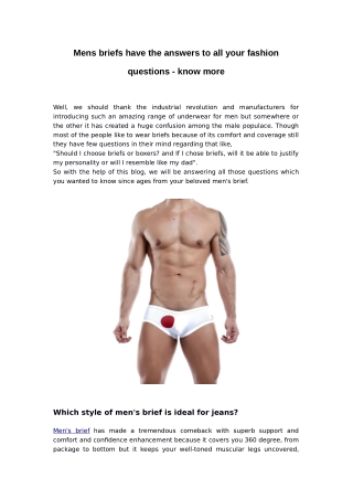 Mens briefs have the answers to all your fashion questions - know more
