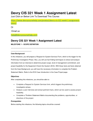 Devry CIS 321 Week 1 Assignment Latest