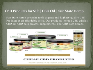 CBD Products for Sale | CBD Oil |  Sun State Hemp