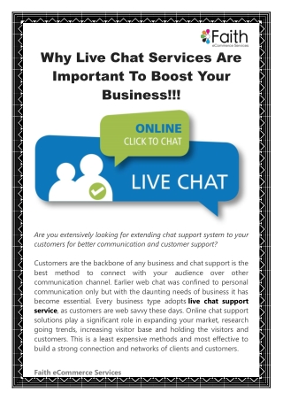 Why Live Chat Services Are Important To Boost Your Business!!!