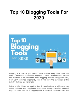 Top 10 Blogging Tools For 2020