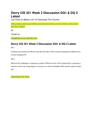 Devry CIS 321 Week 2 Discussion DQ1 & DQ 2 Latest