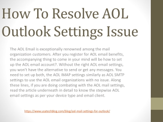 How To Resolve AOL Outlook Settings Issue