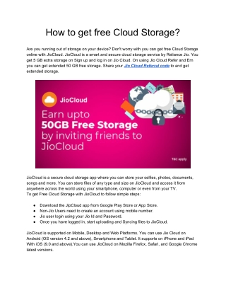 How to get free Cloud Storage?