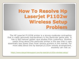 How To Resolve Hp Laserjet P1102w Wireless Setup Issue