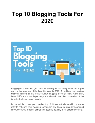 Top 10 Blogging Tools For 2020