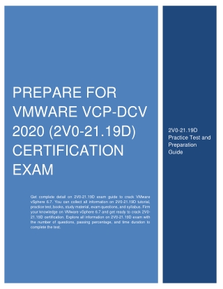 Prepare for VMware VCP-DCV 2020 (2V0-21.19D) Certification Exam