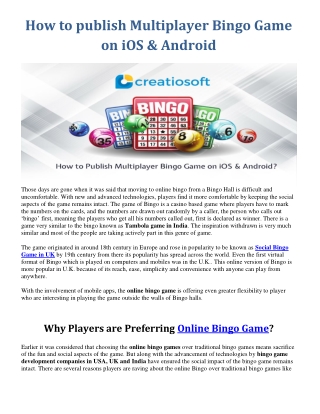 How to publish Multiplayer Bingo Game on iOS & Android