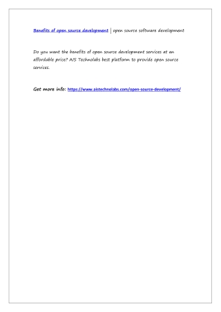 Benefits of open source development | open source software development