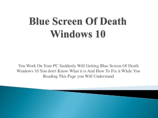 Blue Screen Of Death Windows 10