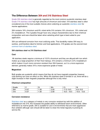 The Difference Between 304 and 316 Stainless Steel