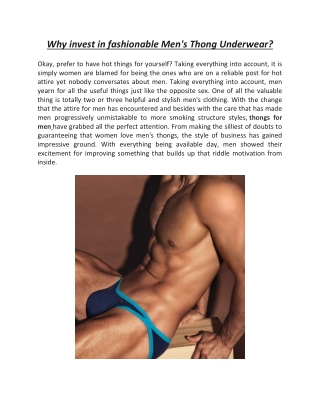Why invest in fashionable Men's Thong Underwear?