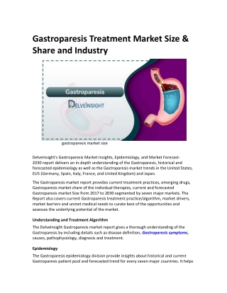 Global Gastroparesis Treatment Market Research Report
