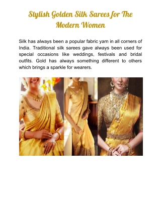 Stylish Golden Silk Sarees for Modern Women
