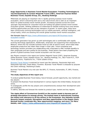 Huge Opportunity in Business Travel Market Ecosystem: Trending Technologies & Top Developments by Carlson Wagonlit Trave